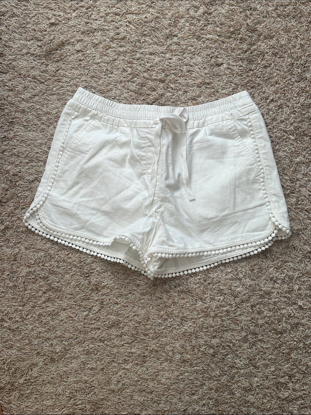 LOFT White Pom-Pom Trim Drawstring Athletic Shorts